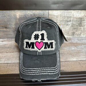 KBETHOS Distressed #1 Mom Black Adjustable Baseball Cap
